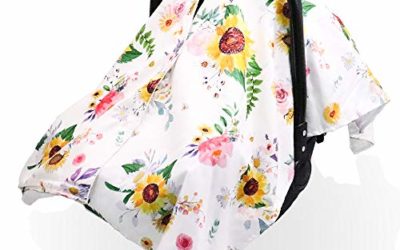 Peekaboo Opening Carseat Cover, Sunflower, Open Nursing Cover Carseat Canopy, Nursing Cover Up with Peekaboo Opening for Baby Infant Toddler Boy Girl