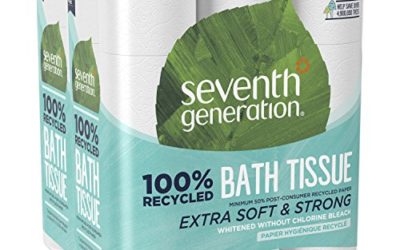 Seventh Generation White Toilet Paper 2-ply 100% Recycled Paper, 24 Count of 240 Sheets Per Roll, Pack of 2