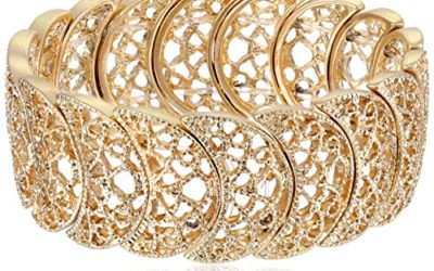1928 Jewelry Gold-Tone Filigree Stretch Bracelet