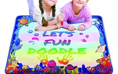 Water Drawing Mat for Kids, Play Pad Educational Gifts Developmental Toys Coloring Water Magic Mats Scribble Board Pad Painting Markers for Baby Toddler with Pens (Rainbow)