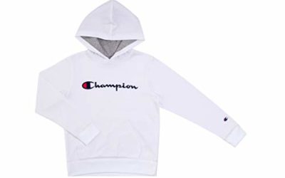 Champion Kids Clothes Sweatshirts Youth Heritage Fleece Pull On Hoody Sweatshirt with Hood (X-Large, White)