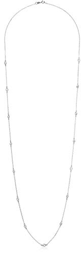 Amazon Essentials Sterling Silver AAA Cubic Zirconia Station Necklace, White, 24"