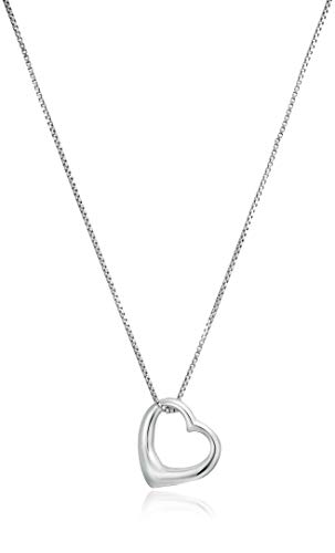 Amazon Essentials Sterling Silver Open Heart Pendant Necklace, Small, 18"