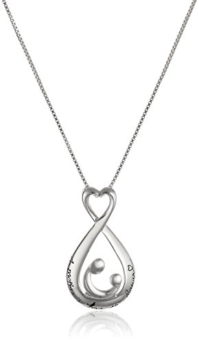 Sterling Silver Open Teardrop "A Mother's Love is Forever" Pendant Necklace, 18"