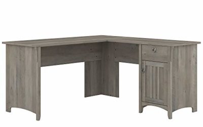 Bush Furniture Salinas L Shaped Desk with Storage, 60W, Driftwood Gray