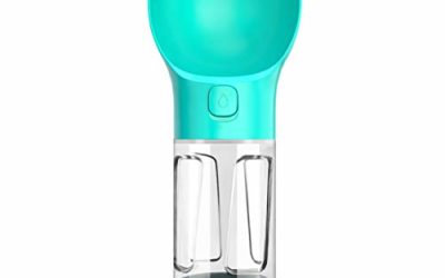 Dog Water Bottle 10 Oz Portable Pet Water Bottle Dog Leak Proof Dog Water Dispenser, Lightweight Dog Water Bottle for Walking Drinking Feeders Outdoor Travel with Pet Scoop Garbage Bags Storage (Blue)