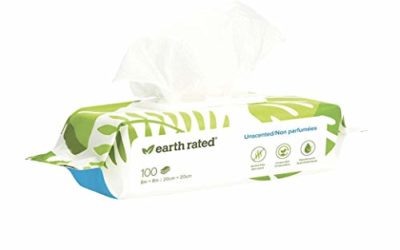 Earth Rated Dog Wipes, 100 Plant-Based and Compostable Wipes for Dogs, USDA-Certified 99 Percent Biobased, Hypoallergenic, Unscented 8×8 Deodorizing Grooming Pet Wipes for Paws, Body and Butt