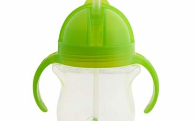 Munchkin Any Angle Click Lock Weighted Straw Trainer Cup, Green, 7oz