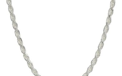 Amazon Essentials Sterling Silver Diamond Cut Rope Chain Necklace, 30"