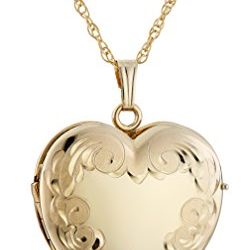 14k Yellow Gold-Filled Engraved Four-Picture Heart Locket Necklace, 20"