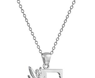 Disney "Tinkerbell" E Initial Silver Pendant Necklace