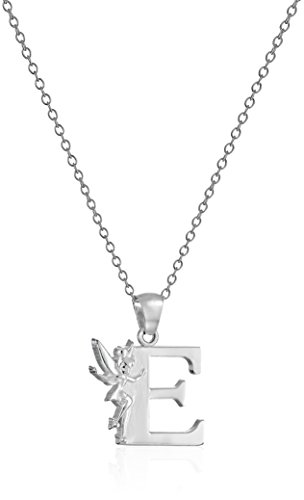 Disney "Tinkerbell" E Initial Silver Pendant Necklace