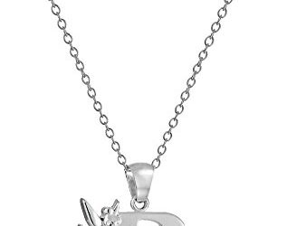 Disney "Tinkerbell" R Initial Silver Pendant Necklace, 18"