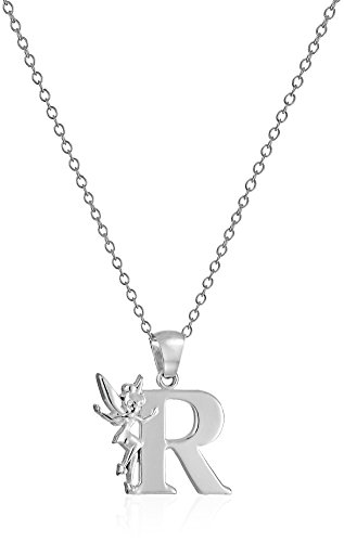 Disney "Tinkerbell" R Initial Silver Pendant Necklace, 18"