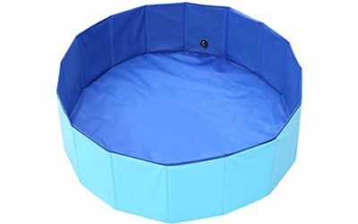 YXFT Foldable Pet Dog Water Pool, Portable Non-Slip Pet Swimming Pools Outdoor Bathing Tub with Drain, Folding Thick PVC Pets Swim Pool for Dogs, Cats, Kids (32 x 8 inch, Blue)