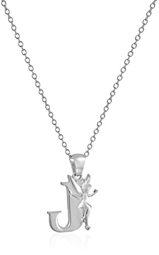 Disney "Tinkerbell" J Initial Silver Pendant Necklace