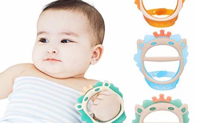 Baby Teething Toys for 0-6 and 6-12 Months Teethers 3packs for Infants, BPA-Free, Eco-Friendly Non-Toxic Silicone, Adjustable Wristband Chew Natural teethers for Babies