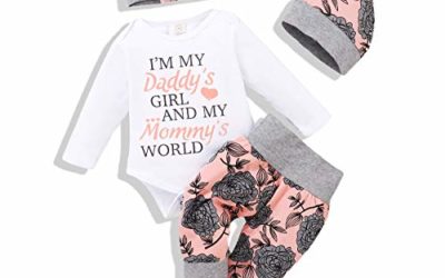 Renotemy Infant Baby Clothes Girl Newborn Outfits Long Sleeve Romper Pants Set 0-3 Months Baby Girl Clothes Outfit Sets
