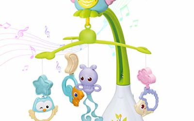 LbLa Baby Musical Crib Mobile Baby Nursery Toys Bed Bell with Hanging Rotating Animal Toys and Relaxing Music Box for Newborn 0-24 Months Green