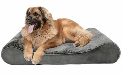 Furhaven Pet Dog Bed – Orthopedic Minky Plush and Velvet Ergonomic Luxe Lounger Cradle Mattress Contour Pet Bed with Removable Cover for Dogs and Cats, Gray, Jumbo Plus