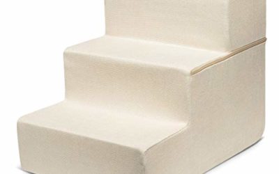 Made in USA Foldable Pet Steps/Stairs with CertiPUR-US Certified Foam by Best Pet Supplies – Ivory, 3-Steps (H: 16.5")