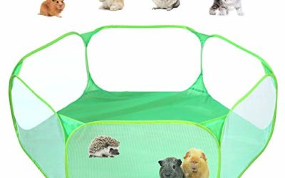 Small Animals C&C Cage Tent, Breathable & Transparent Pet Playpen Pop Open Outdoor/ Indoor Exercise Fence, Portable Yard Fence for Guinea Pig, Rabbits, Hamster, Chinchillas and Hedgehogs (Green) …