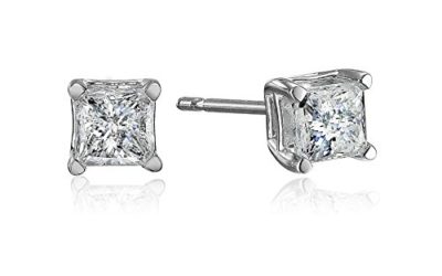 10k White Gold Princess Diamond Stud Earrings (1/2 cttw)