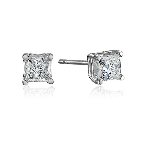 10k White Gold Princess Diamond Stud Earrings (1/2 cttw)