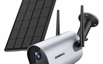 Zumimall Wireless Outdoor Security WiFi Camera, Solar Powered Rechargeable Battery Surveillance Camera, 1080P Home Security Camera, Night Vision, Two Way Audio, PIR Motion Detection, IP65 Waterproof