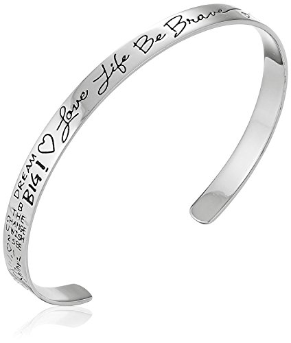 Sterling Silver "Love Life Be Brave" Cuff Bracelet, 6"