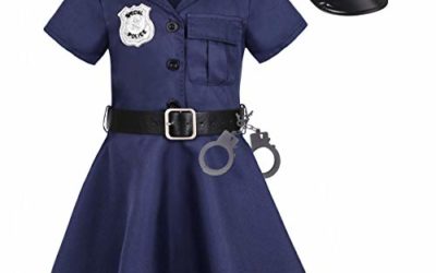 Heay Girls Police Costume Halloween Dress up Cop Costume for Kids Navy Blue XL
