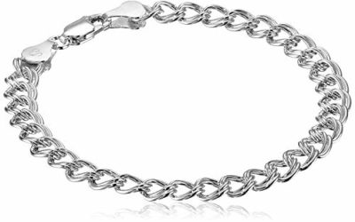Amazon Essentials Sterling Silver Double-Link Chain Bracelet, 8"