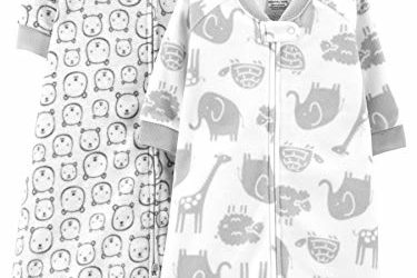 Simple Joys by Carter's Baby 2-Pack Microfleece Sleepbag Wearable Blanket, Heather Grey Animals, 6-9 Months, 17 to 21 lbs