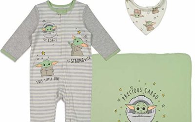 Star Wars Baby Yoda Layette Gift Set Footies Blanket Bib Hat Mandalorian 0-6 Months