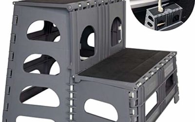Folding/Portable Dog Steps for Large, Medium and Small Doggies – Indoor Outdoor Pet Stairs Ideal for High Bed, Car, SUV & More
