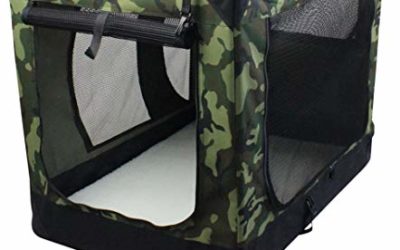 EliteField 3-Door Folding Soft Dog Crate, Indoor & Outdoor Pet Home, Multiple Sizes and Colors Available (36" L x 24" W x 28" H, Camo)