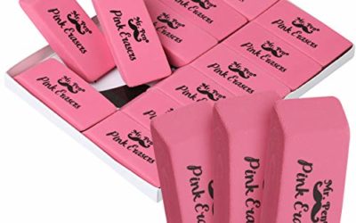 Mr. Pen Pink Pencil Erasers, Large, Pack of 12