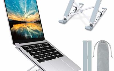 Laptop Stand, Laptop Holder Riser Computer Stand, Aluminum 9-Angles Adjustable Ventilated Cooling Notebook Stand Mount Compatible with MacBook Air Pro, Lenovo, Dell, More 10-15.6&rdquo; Laptops – Silver