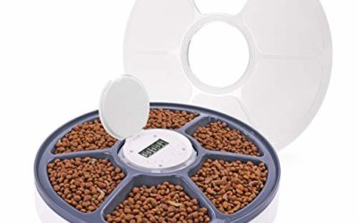 Automatic Pet Feeder for Cats and Dogs – Dry or Wet Food Dispenser – 6 Meal Trays with Portion Control -LCD Smart Programmable Clock