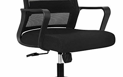 NEO CHAIR Office Chair Ergonomic Desk Chair Mesh Computer Chair Lumbar Support Modern Executive Adjustable Rolling Swivel Chair Comfortable Mid Black Task Home Office Chair, Black-Fabric