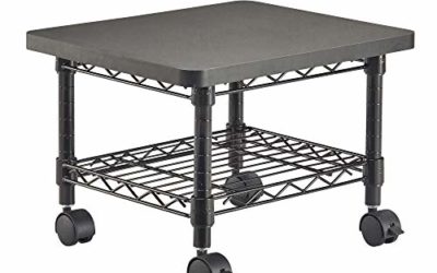 Safco Products Under Desk Printer/Fax Stand , Black Powder Coat Finish, Swivel Wheels for Mobility