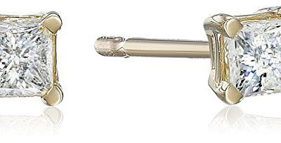 10k Yellow Gold Princess Diamond Stud Earrings (1/4 cttw, J-K Color, I2-I3 Clarity)