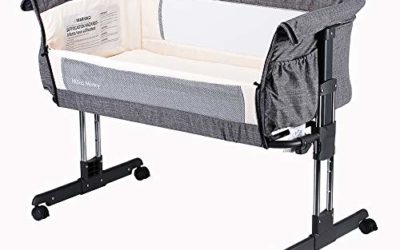Mika Micky Bedside Sleeper Bedside Crib Easy Folding Portable Crib,Grey
