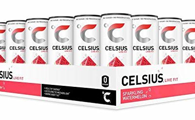 CELSIUS Sparkling Watermelon Fitness Drink, Zero Sugar, 12oz. Slim Can, 24 Pack