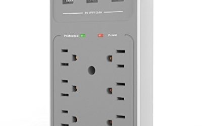 Huntkey 6 AC Outlets Surge Protector with 3 USB Charging Ports 3.4 Amp, SMD607