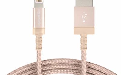 AmazonBasics Nylon Braided Lightning to USB A Cable, MFi Certified Apple iPhone Charger, Gold, 6-Foot