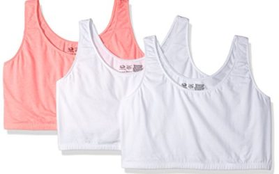 Fruit of the Loom Womens Built Up Tank Style Sports Bra,White/White/Popsicle Pink – 3 Pack,36