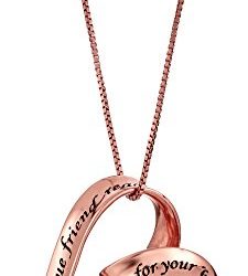 Sterling Silver with Rose Gold Flashed "A True Friend Reaches For Your Hand But Touches Your Heart" Open Heart Pendant Necklace, 18"
