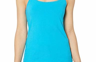 Hanes Women's Stretch Cotton Cami with Built-in Shelf Bra, Flying Turquoise, 2X Large