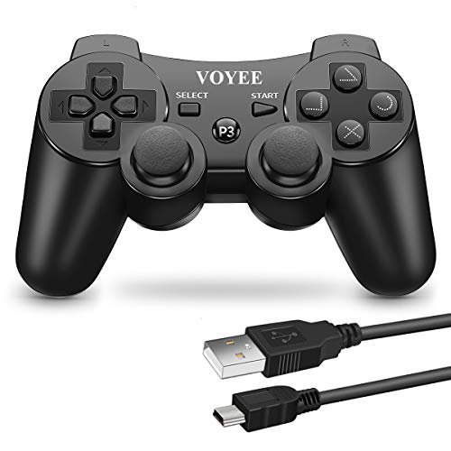 VOYEE PS3 Controller Wireless Remote with Upgraded Joystick for Sony Playstation 3 (Black)
